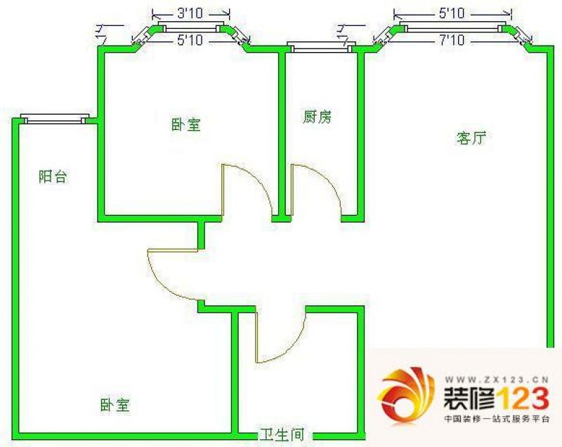 丽景华庭户型图户型图 2室2厅1卫.