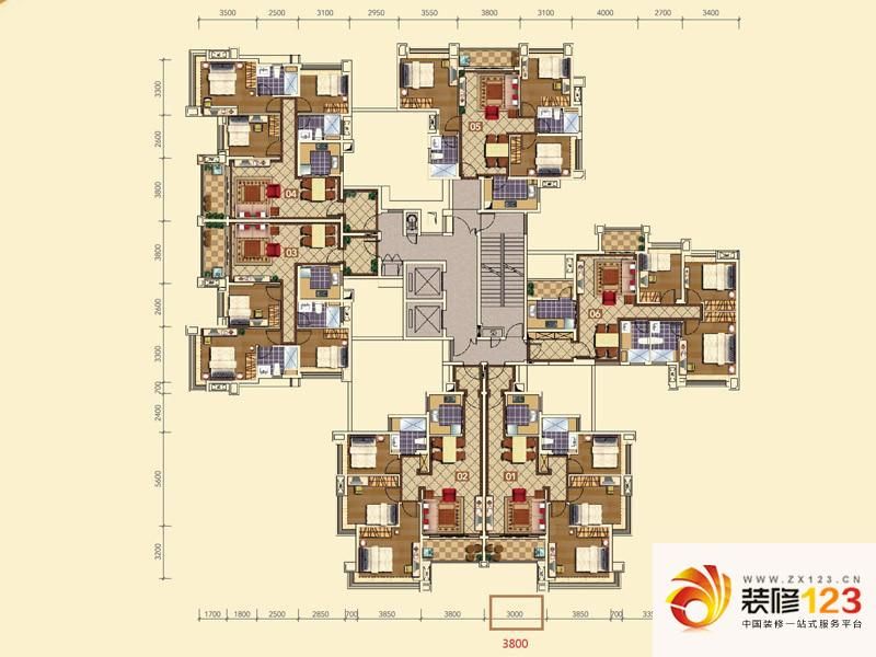 深业江悦湾户型图9座1梯平层图 ...