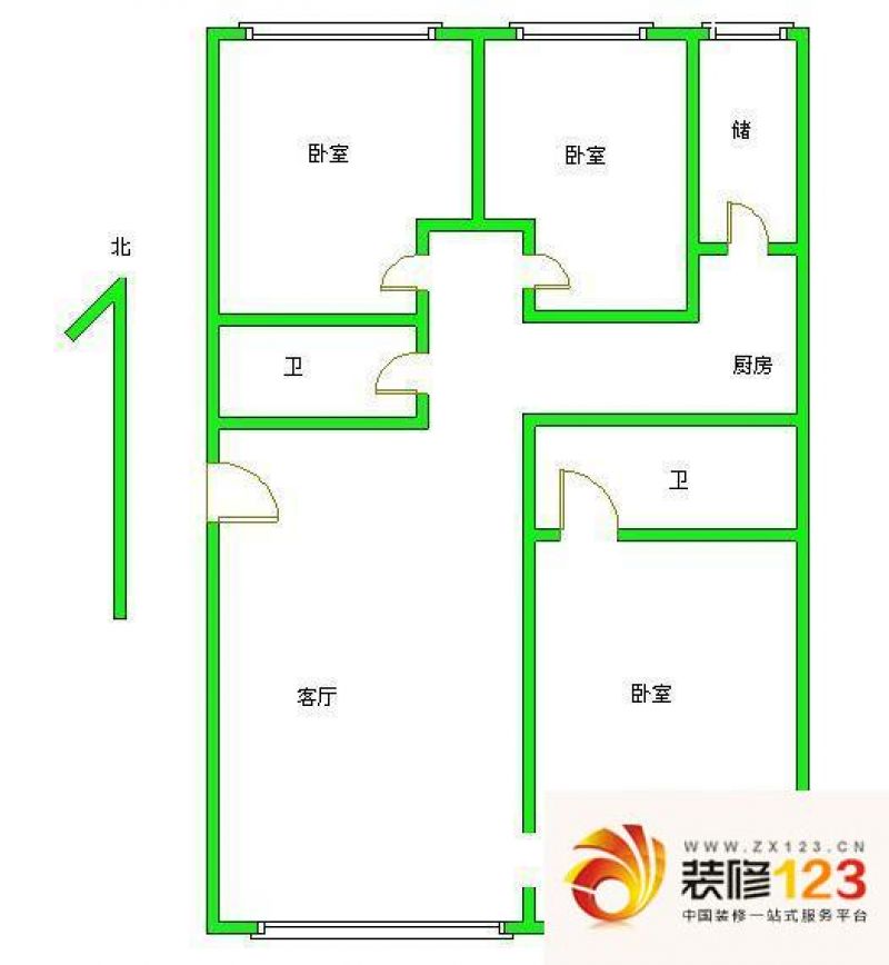 山水文园三期户型图户型图 3室1.