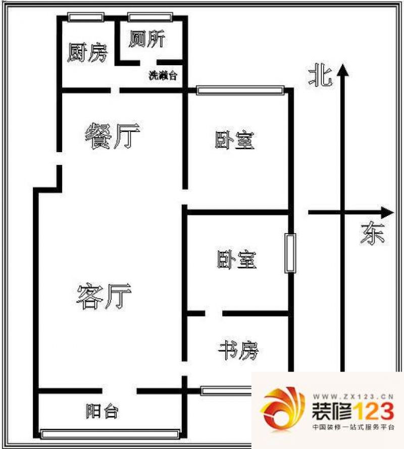 南苑花园户型图3室2厅1卫1厨 户.