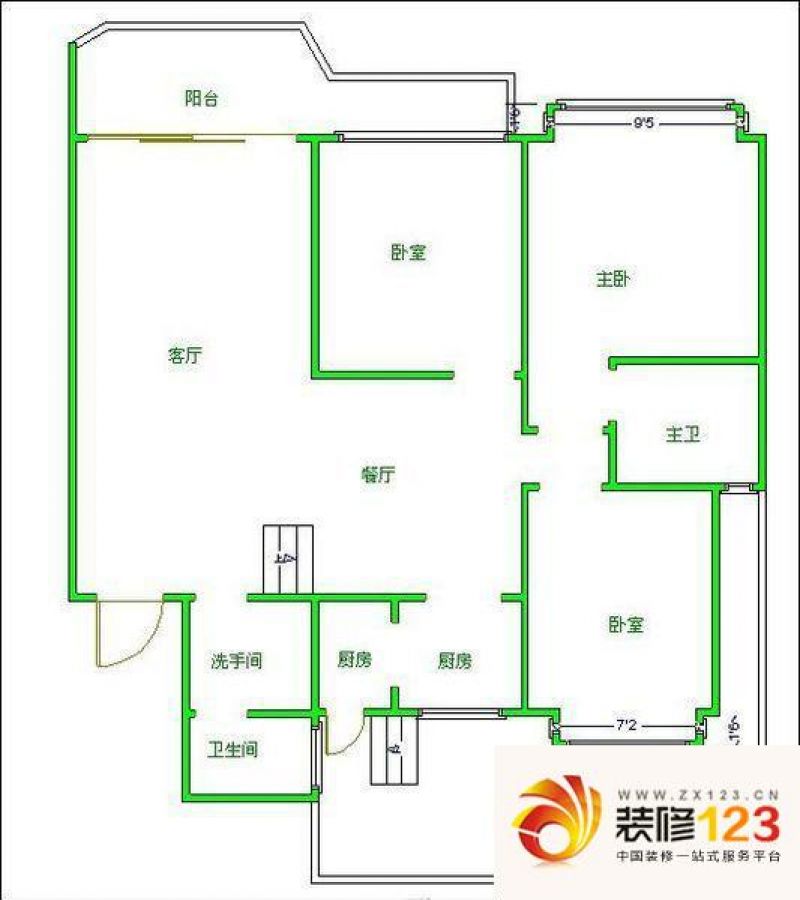 丽景华庭二期户型图户型图 3室2.