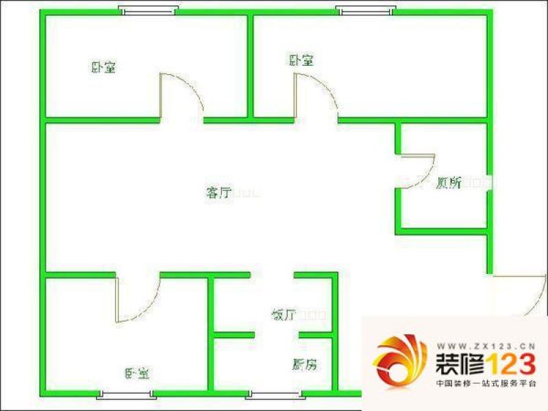 红牌楼北街21号院 3室 户型图.