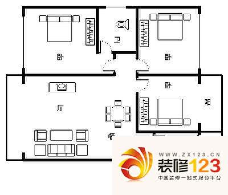 紫藤花园户型图户型图 3室2厅1卫 ...