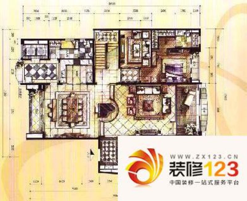 中天瑞景城户型图6室2厅 户型图 .