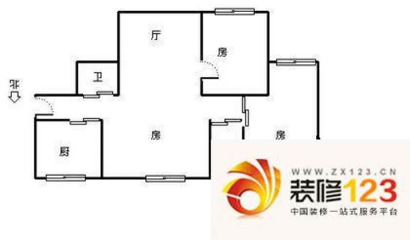 景湖苑户型图3室 户型图 3室1厅2.