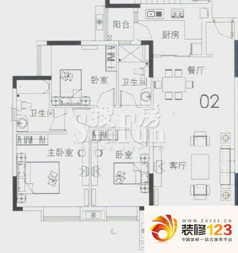 保利紫薇花园户型图3室2厅户型图 ...