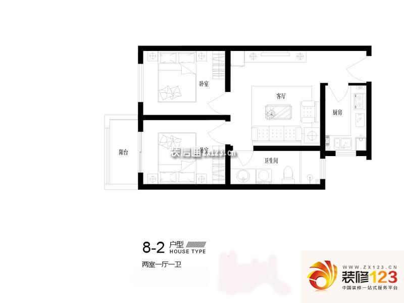 永恒理想世界户型图8-2户型 2室1 ...