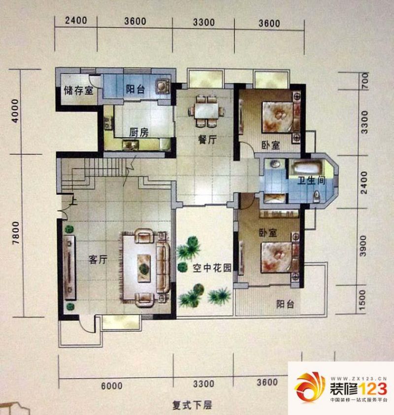 长沙嘉华城户型图32-33#栋-a复式 .