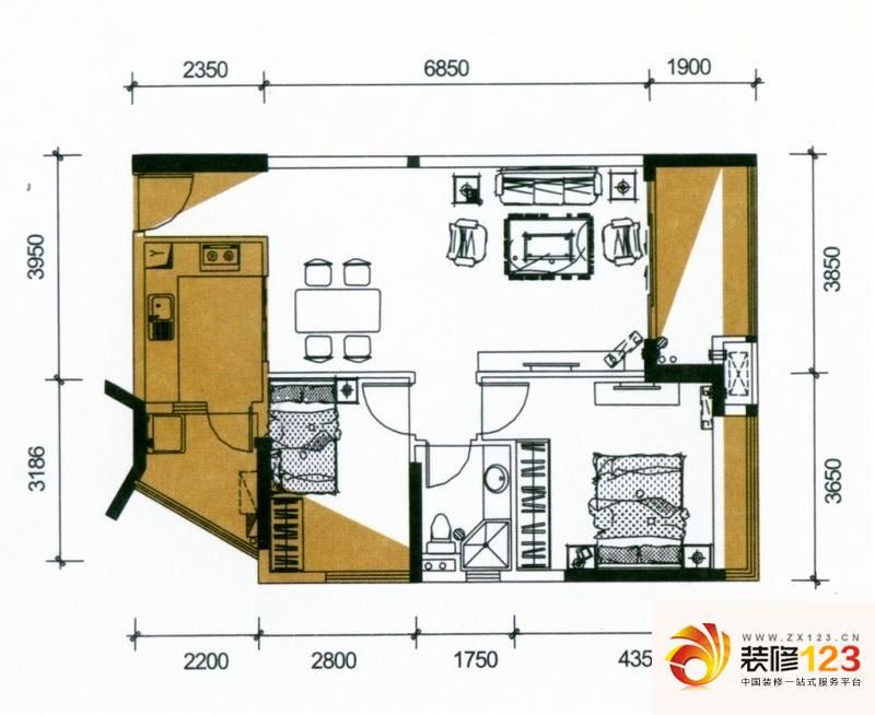 祥利上城户型图6栋标准层02单元L ...