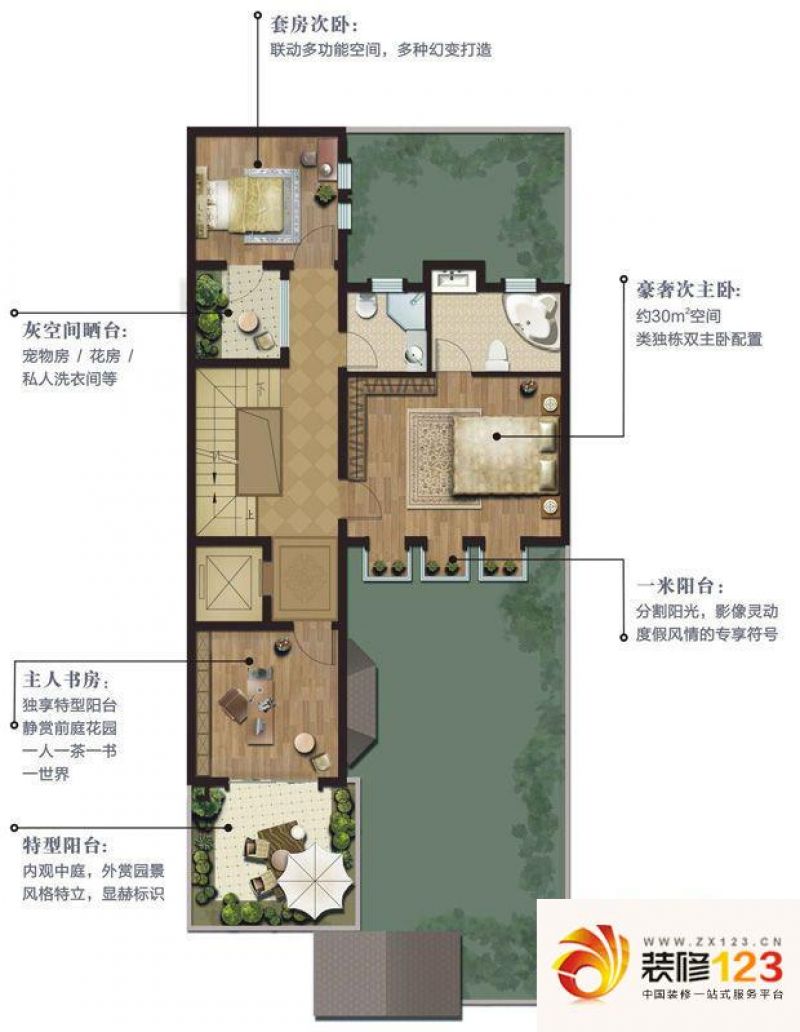 美城悦荣府户型图a型2层 4室4厅5 .