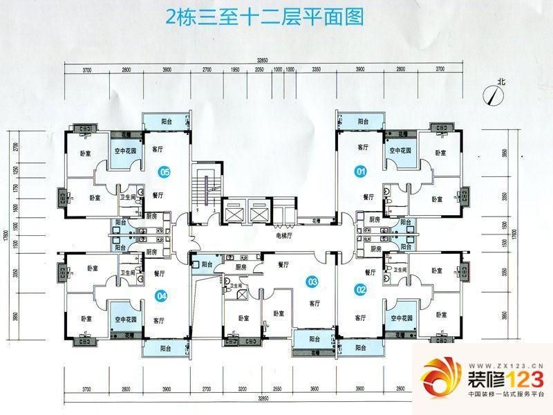 锦龙又一城户型图2栋3-12层01-05 ...