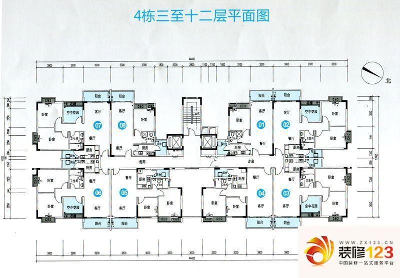 锦龙又一城户型图4栋3-12层01-08 ...