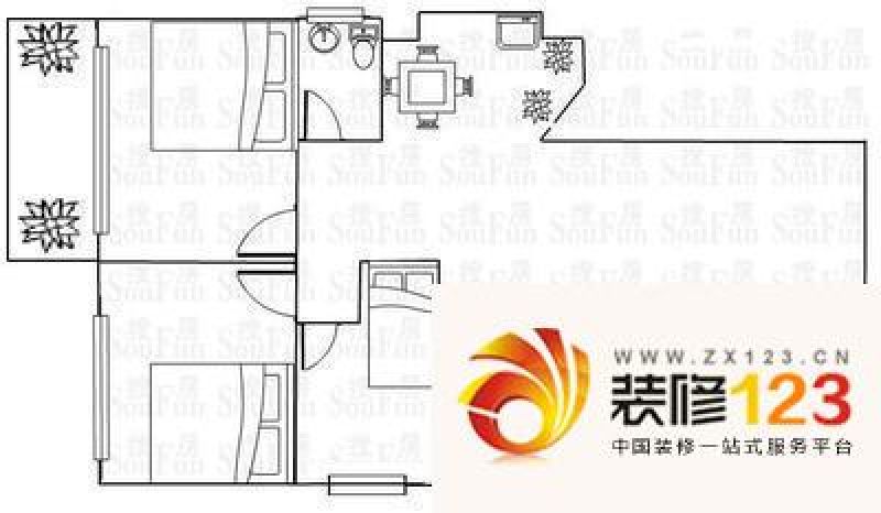 白云银苑大厦户型图3室2厅户型图.