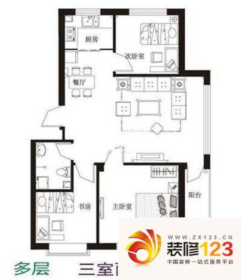 长兴苑户型图3室 户型图 3室2厅1.