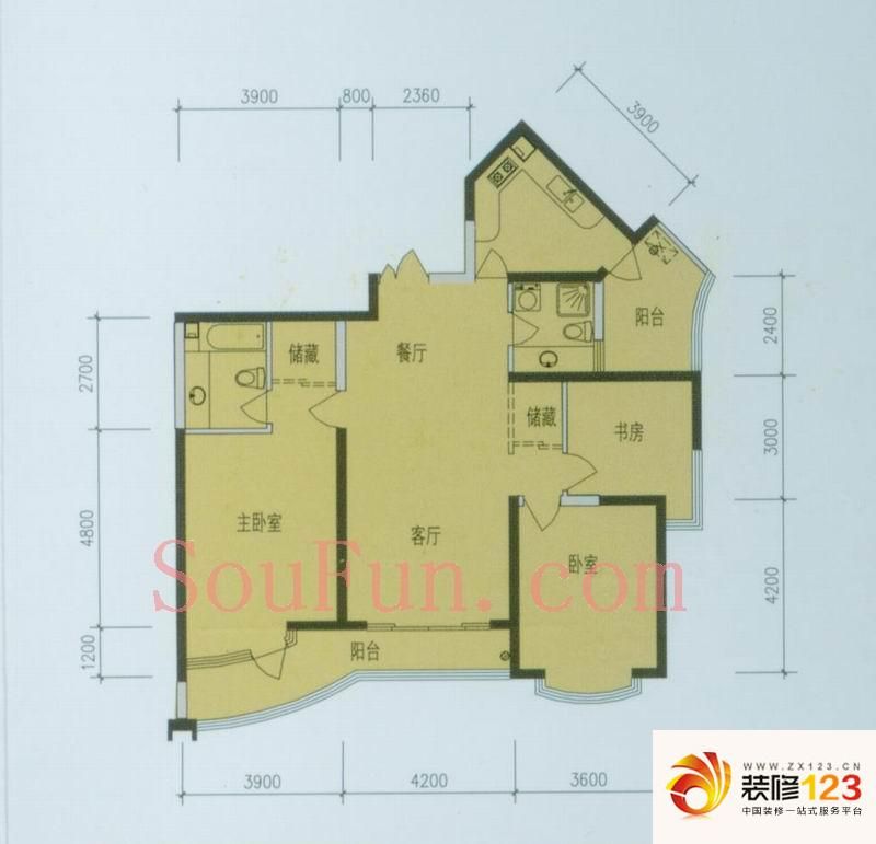 锦绣江南户型图3室 户型图 3室2 .