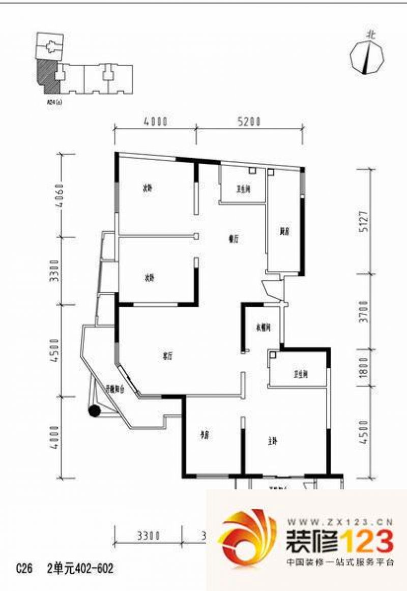 美利山户型图c26号楼2单元402-60.