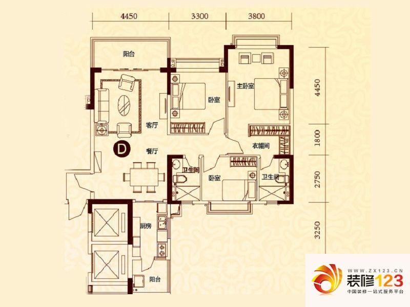 恒大绿洲户型图26号楼四单元d户.