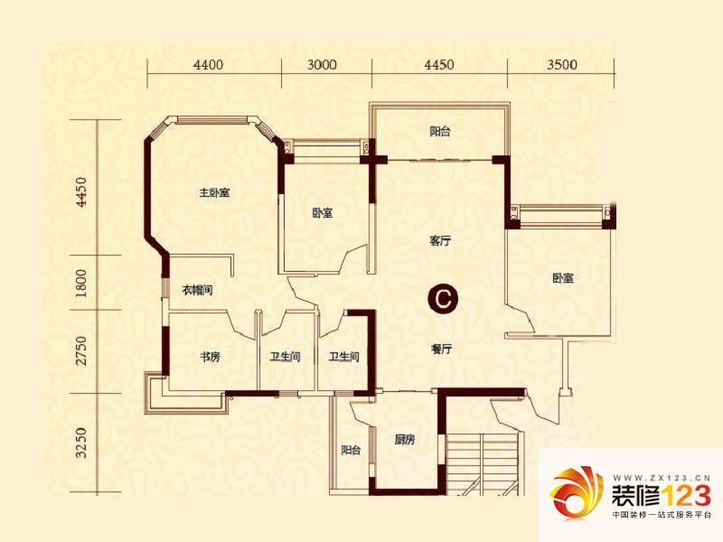恒大绿洲户型图26号楼四单元c户.