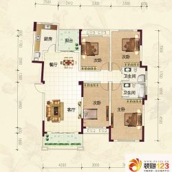佳锦花园户型图E户型图 4室2厅2 ...