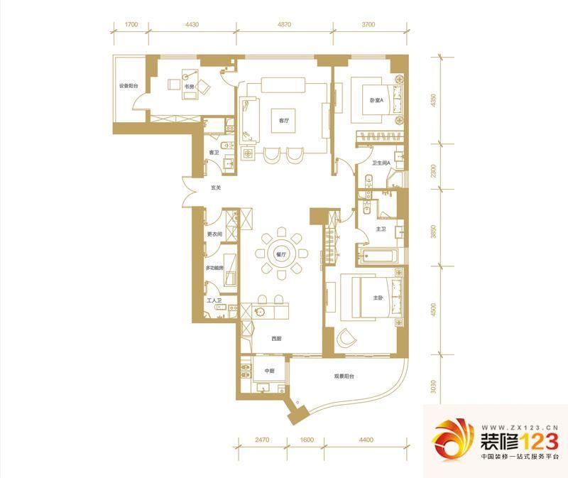 华远华中心户型图a3户型 4室2厅4 .