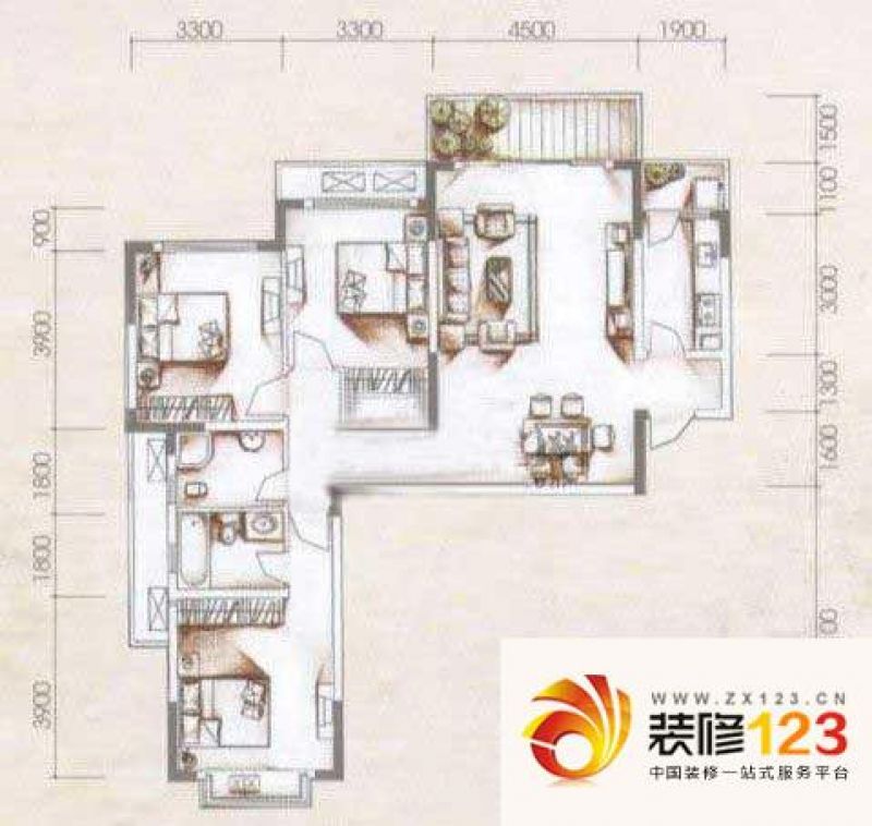 君临天下户型图户型图 3室2厅2卫.