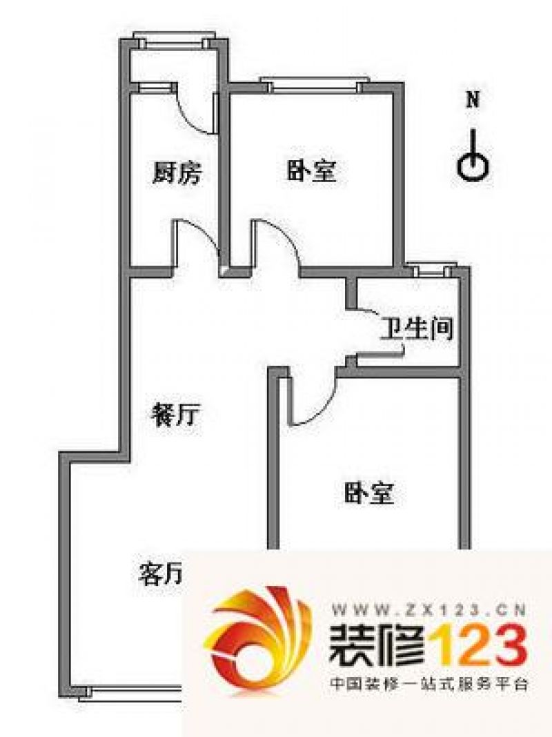 天泰北双苑户型图户型图 2室1厅1 .