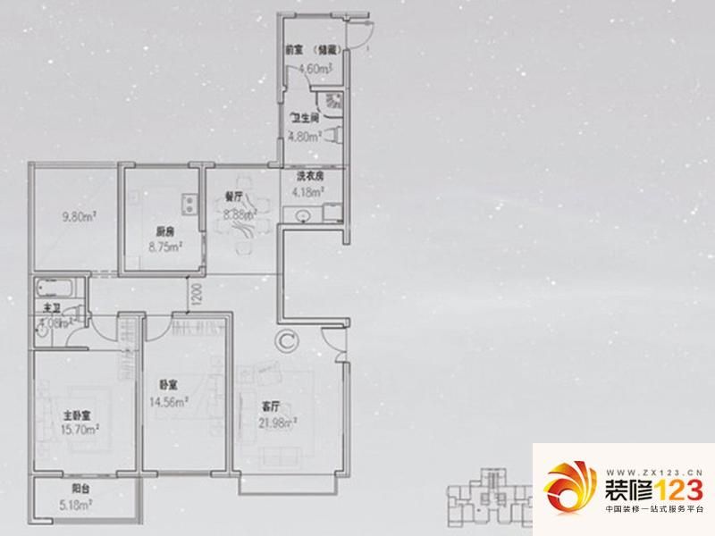 丽泽花苑户型图（五）户型 3室2厅2卫 ...