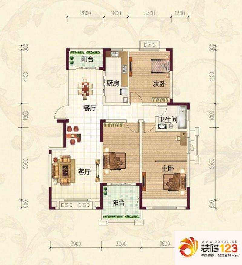 佳锦花园户型图B1户型图 3室2厅1 ...