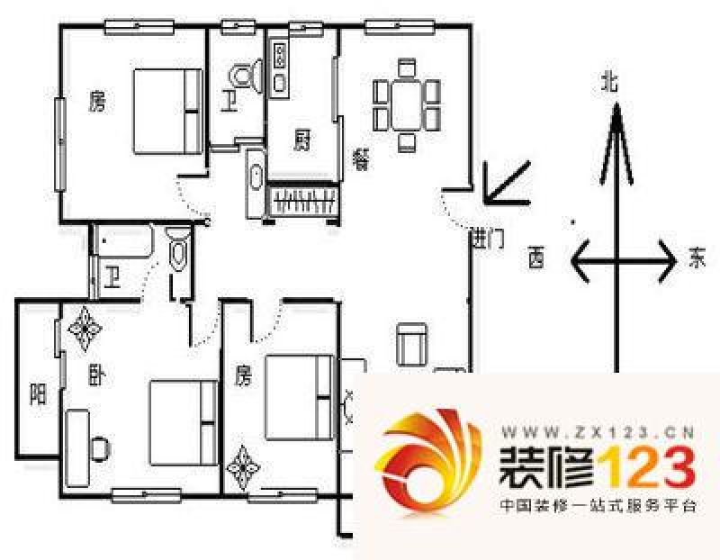 河畔花园户型图4室 户型图 4室2 .