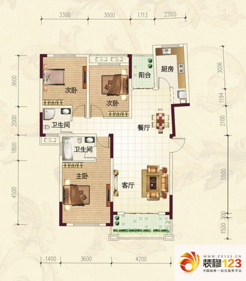 佳锦花园户型图C户型图 4室2厅2 ...