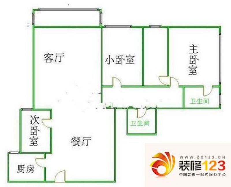 华辉苑户型图户型图 3室2厅2卫1.