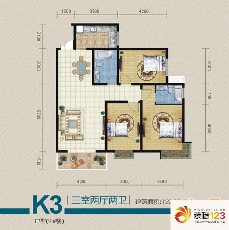 丽水花都户型图二期-9# k3户型 3 .