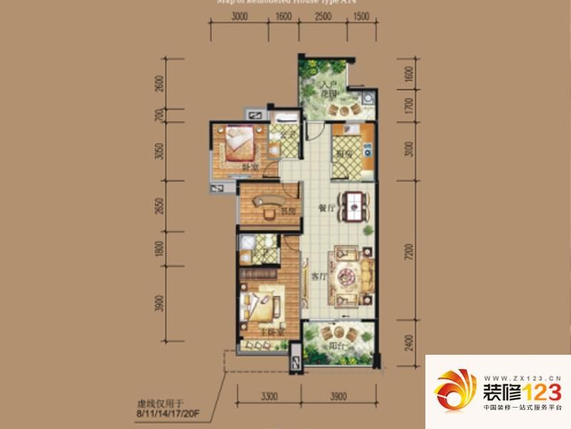 建发汇金国际户型图3号栋a14户型.