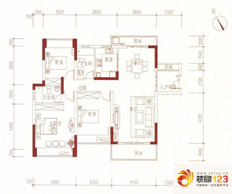 美丽湾畔花园户型图4号楼标准层0 ...