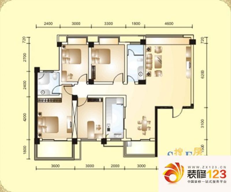 上庭苑户型图4室2厅 户型图 4室2 .