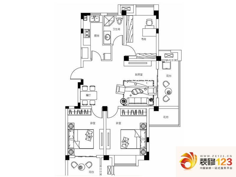 东方红郡4,7栋c户型户型图 .