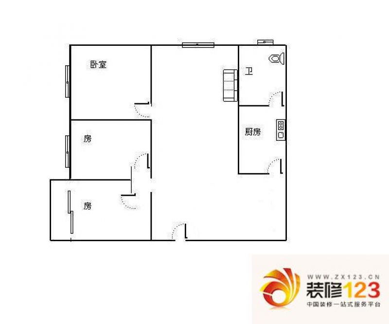 新达路教师宿舍户型图3室2厅户型.