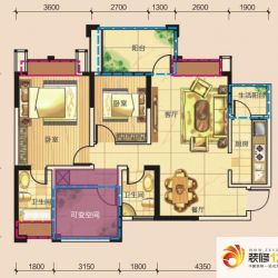 禹鑫亚瑟的城堡户型图A4型 2室2 ...