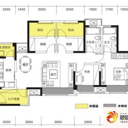 凯德卓锦万黛户型图e2型 4室2厅2.