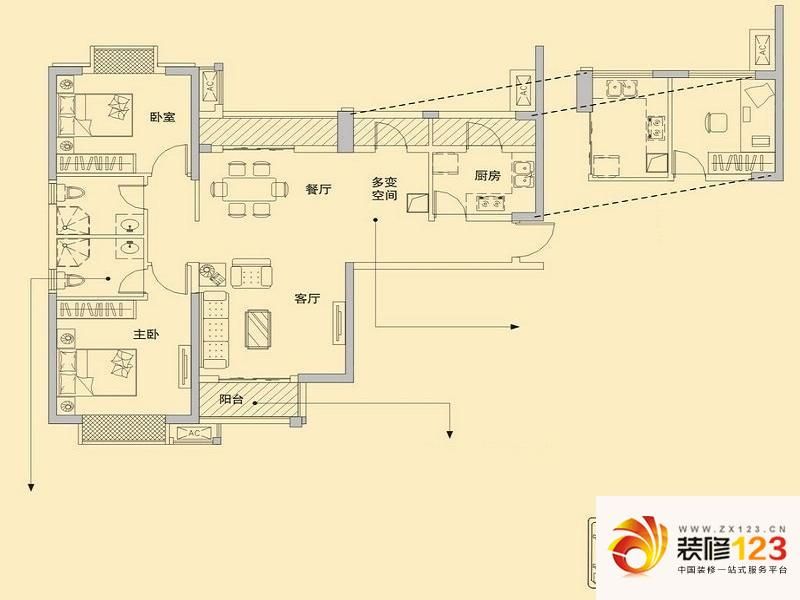 佳兆业金域天下户型图L3户型 2室 ...