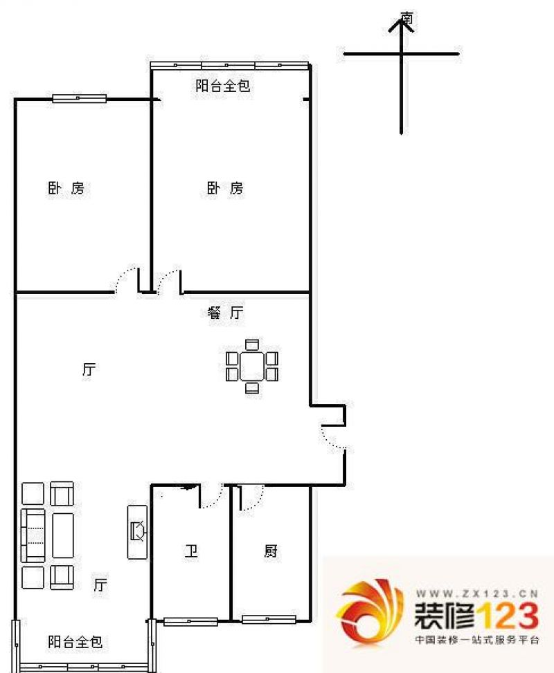 天福花园户型图2室 户型图 2室2.