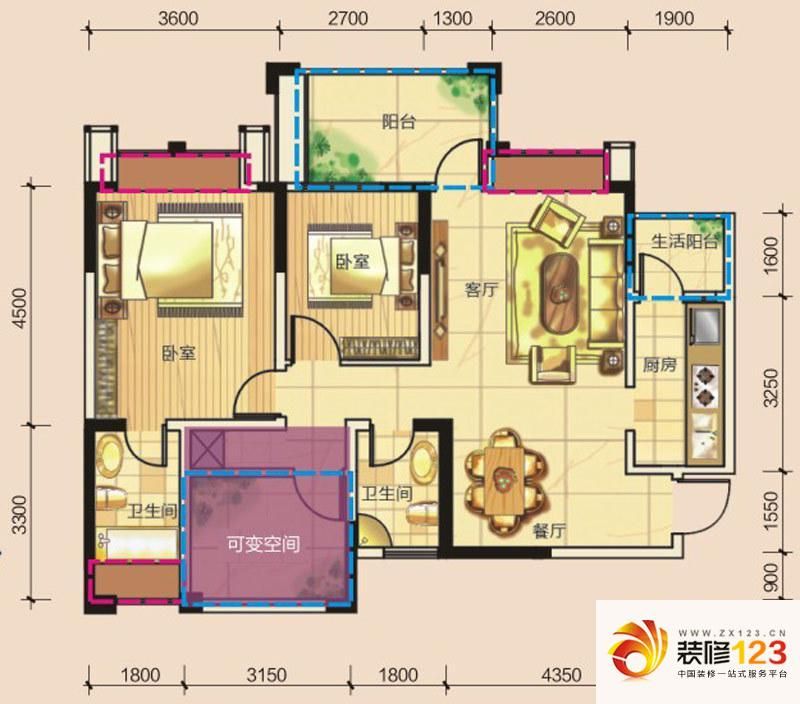 禹鑫亚瑟的城堡户型图A4型 2室2 ...