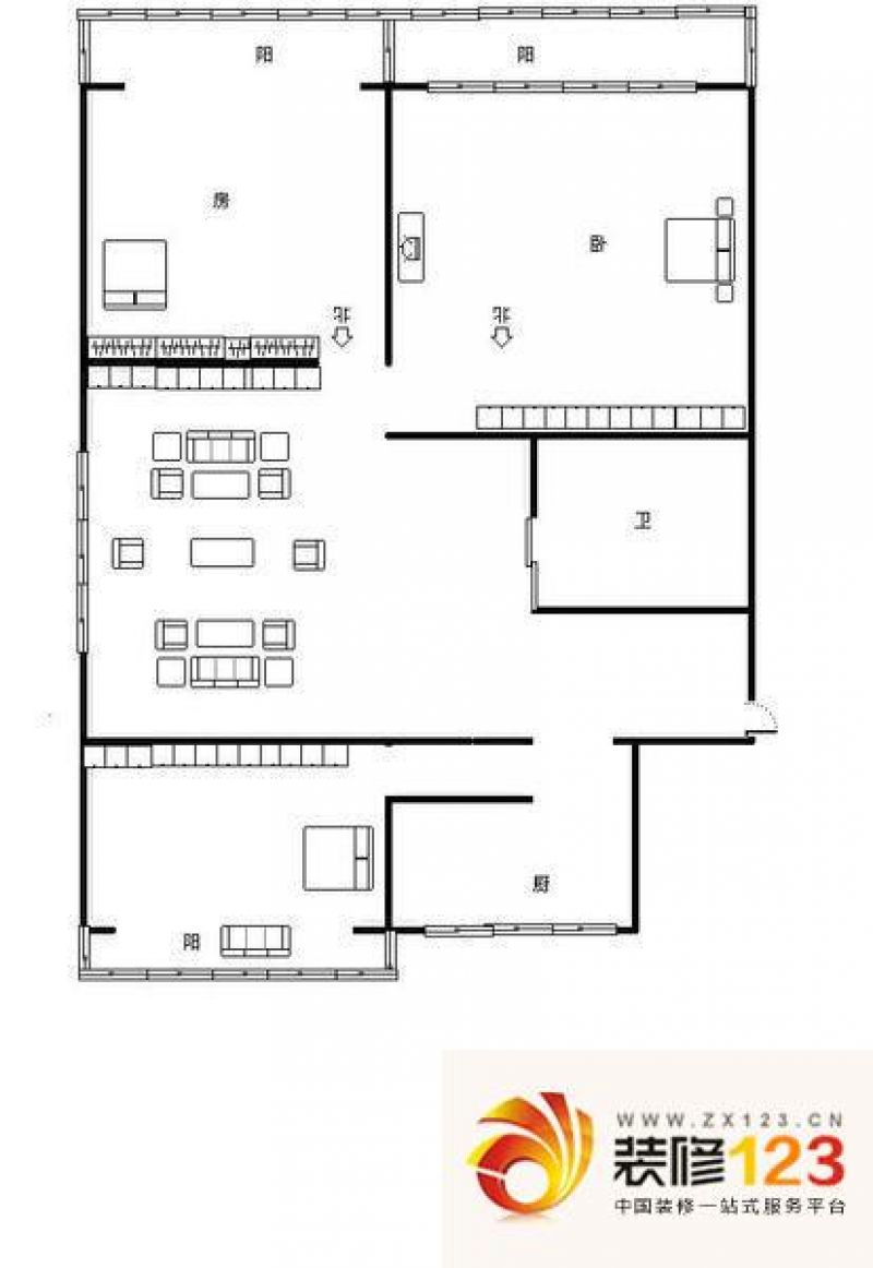 天福花园户型图3室 户型图 3室1.