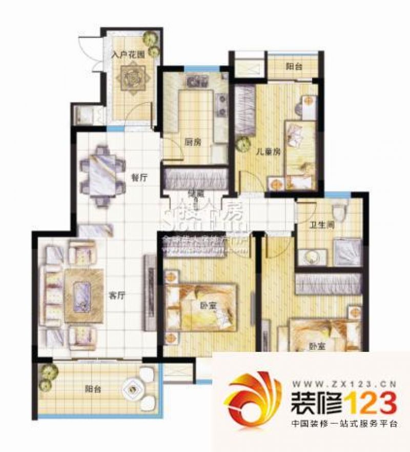 苏州领秀江南领秀江南户型图户型图 3室2厅2卫 .