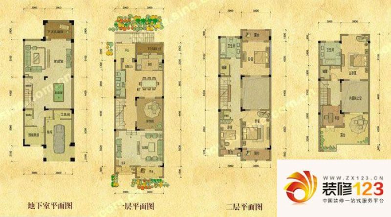 正商红河谷联排中间户户型图.