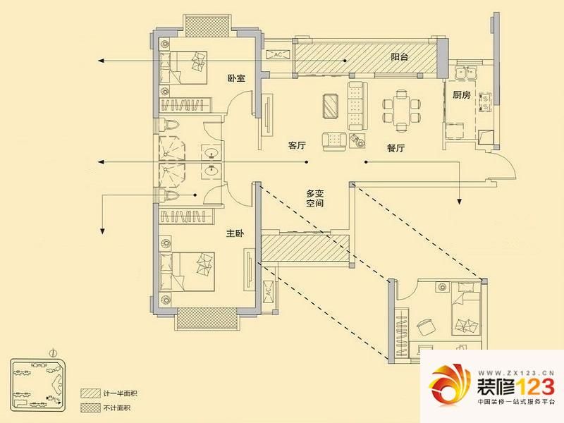 佳兆业金域天下户型图L1户型 2室 ...