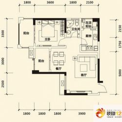 福地广场户型图A1户型 1室2厅1卫 ...