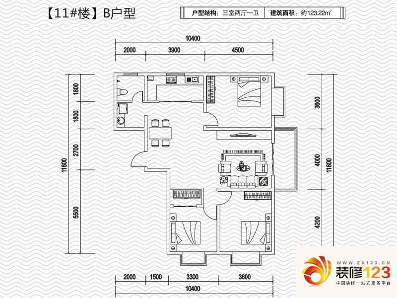 兴隆世纪花园户型图11#楼b户型 3 .