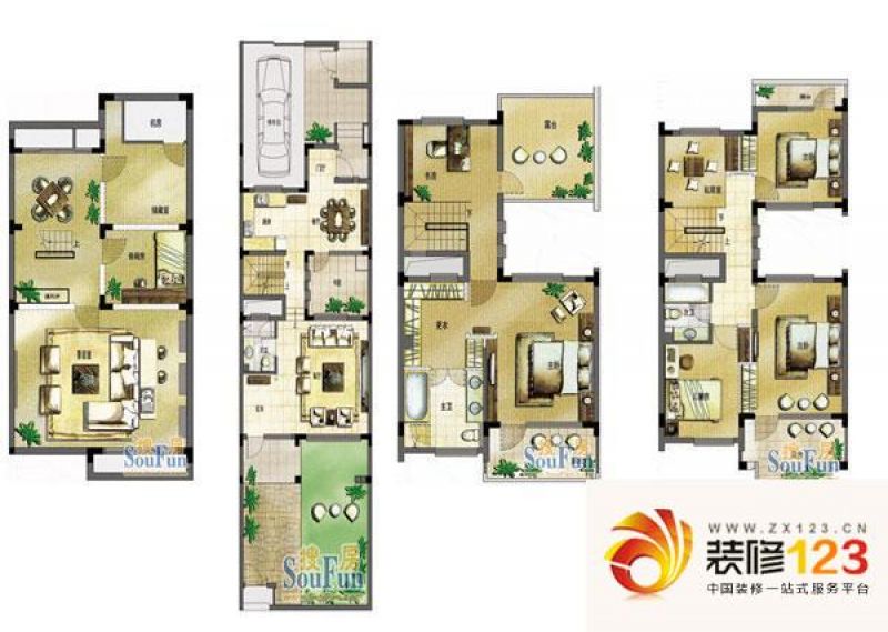 玖园户型图18号楼e户型 5室2厅3 .