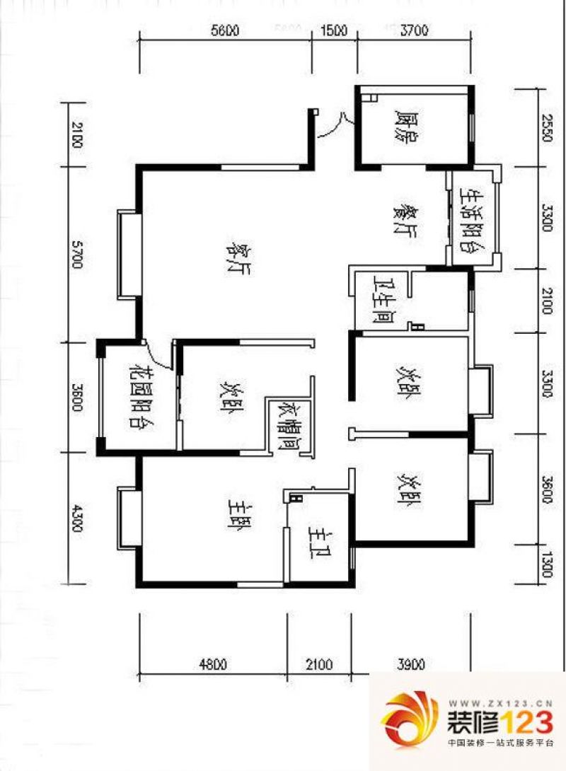 曲江观山悦户型图户型图 4室2厅2 .